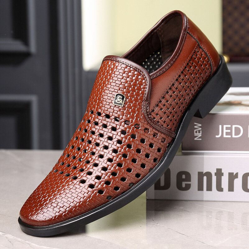 Herren-mikrofaser-lederloch Rutschfeste Atmungsaktive Business-casual-formelle Schuhe