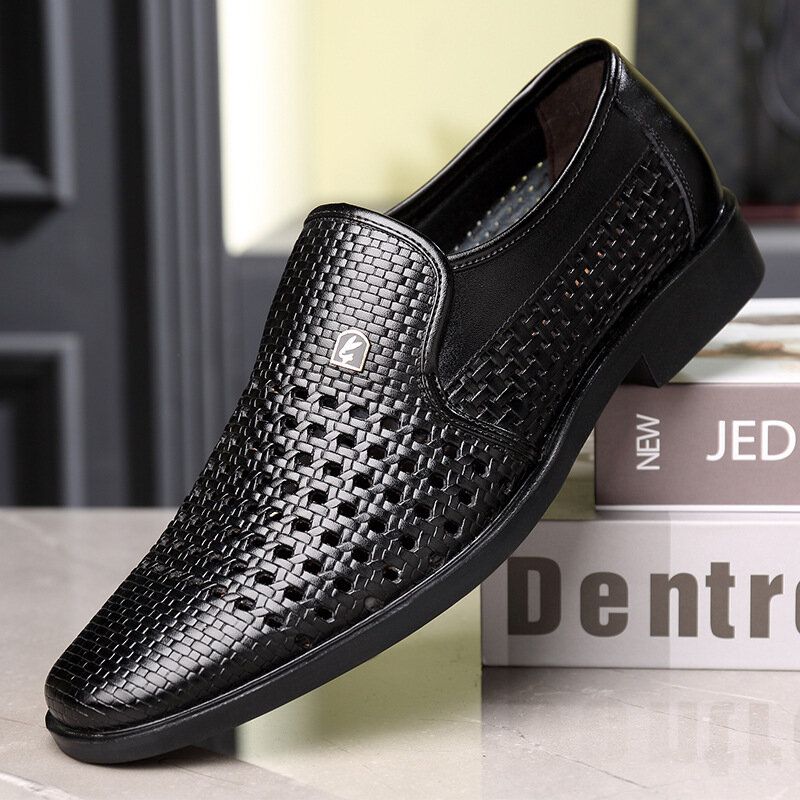 Herren-mikrofaser-lederloch Rutschfeste Atmungsaktive Business-casual-formelle Schuhe