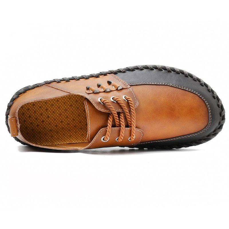 Herren Retro Handnähte Soft Casual Business Leder Oxfords