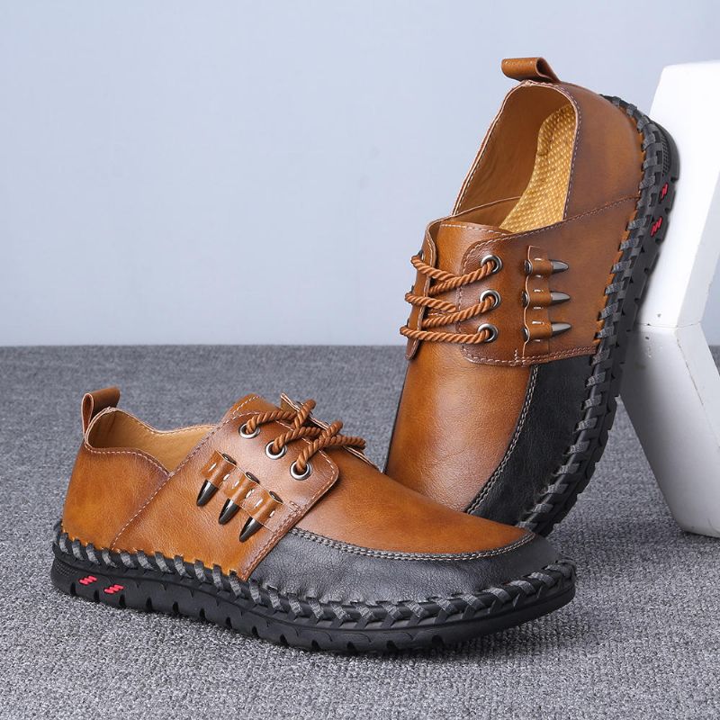 Herren Retro Handnähte Soft Casual Business Leder Oxfords