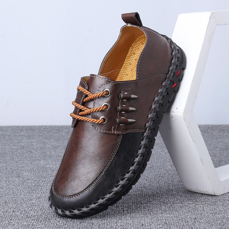 Herren Retro Handnähte Soft Casual Business Leder Oxfords