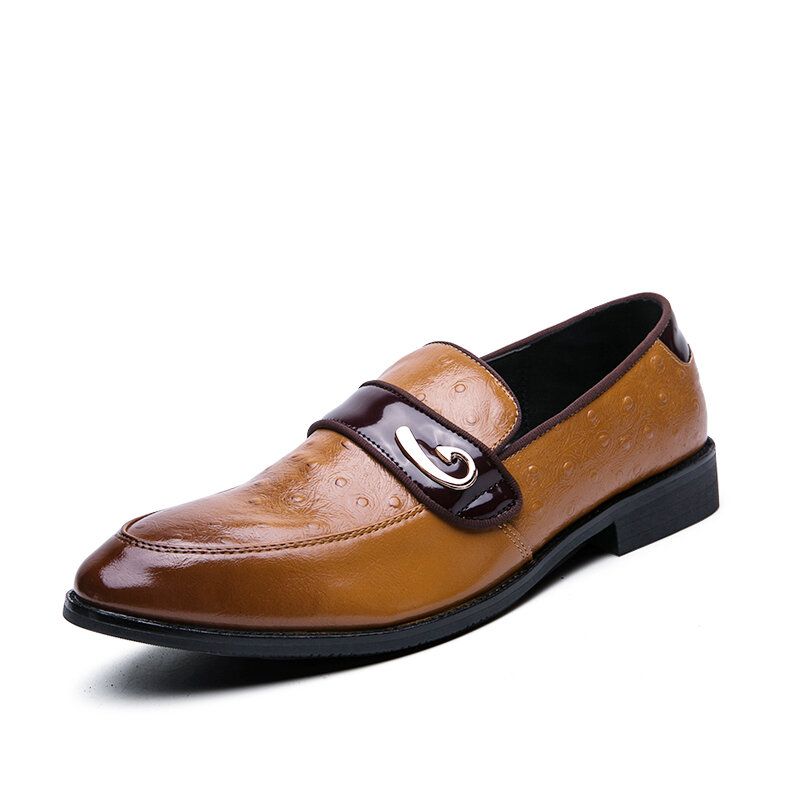 Herren Retro Metall Spleißen Leder Bequeme Slip On Business Casual Sanfte Schuhe