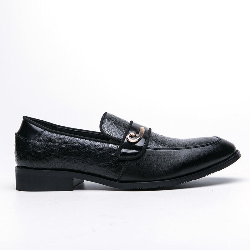 Herren Retro Metall Spleißen Leder Bequeme Slip On Business Casual Sanfte Schuhe