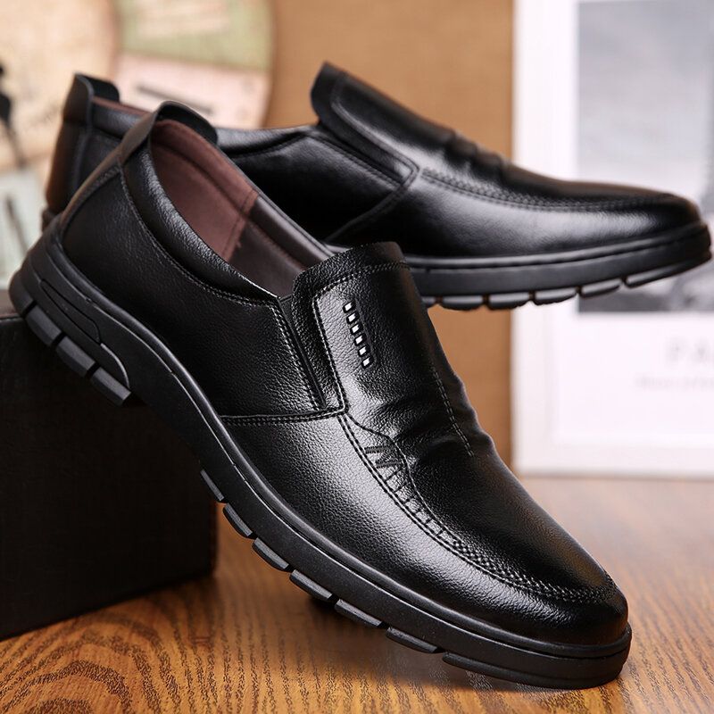 Herren-rindsleder Weicher Boden Warmes Futter Bequemes Kleid Lässige Business-schuhe