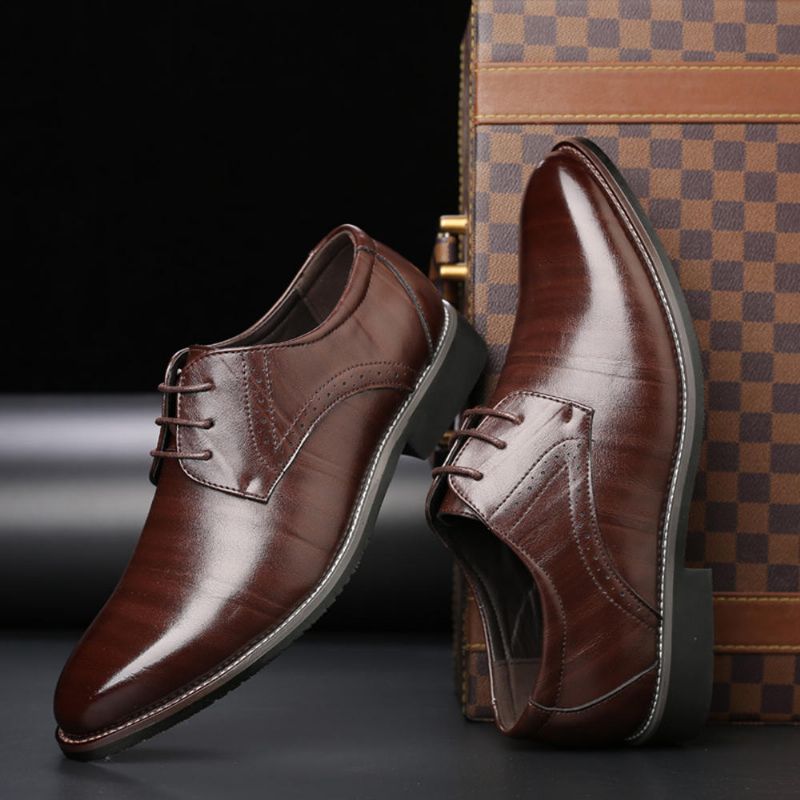 Klassische Formelle Business-leder-oxfords Mit Spitzer Zehenpartie