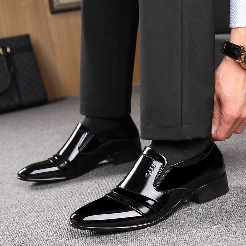 Klassische Reinfarbige Lässige Business-leder-oxfords Für Herren