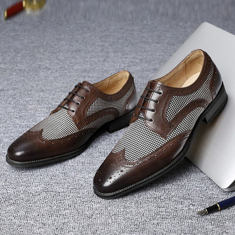 Männer Brogue Splicing Business Formal Schnürschuhe Oxfords