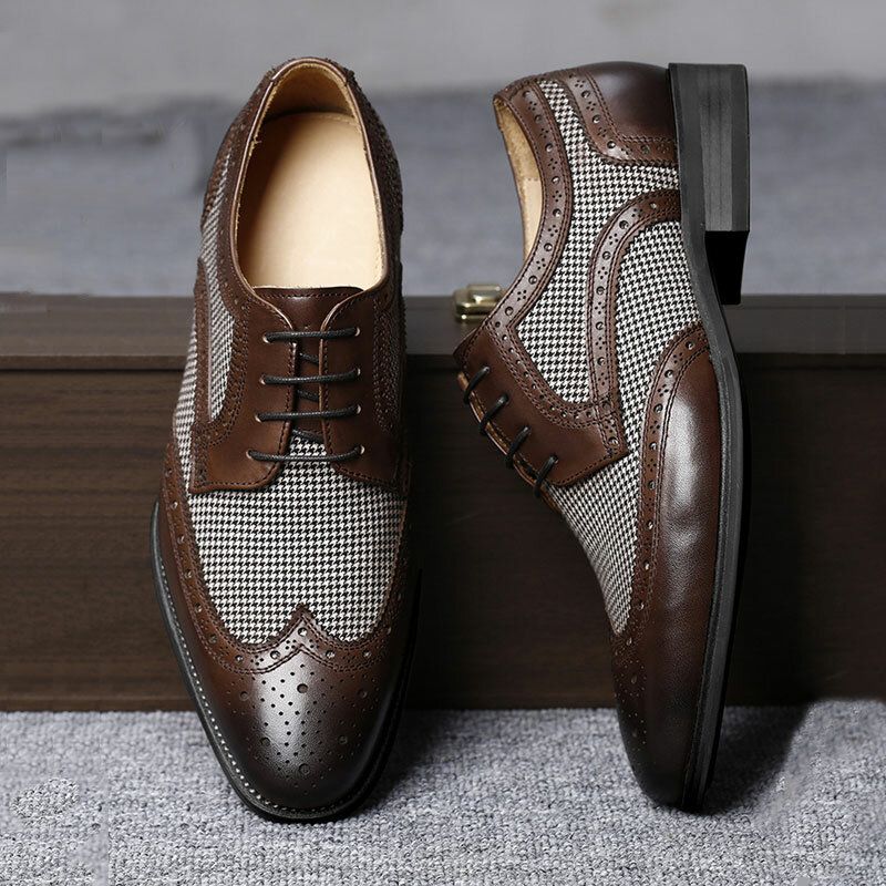 Männer Brogue Splicing Business Formal Schnürschuhe Oxfords