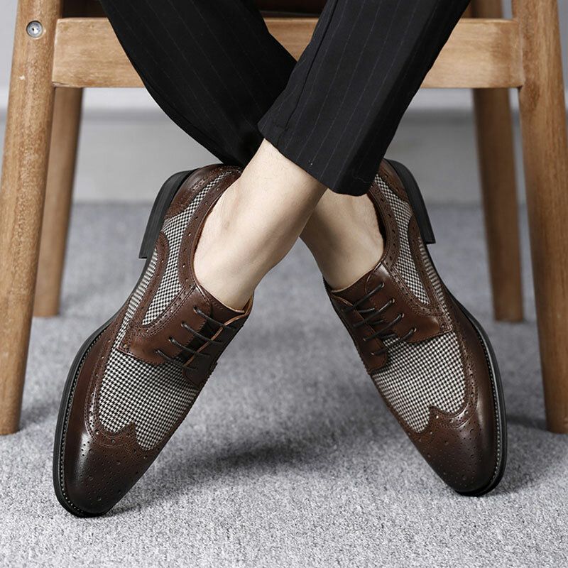 Männer Brogue Splicing Business Formal Schnürschuhe Oxfords