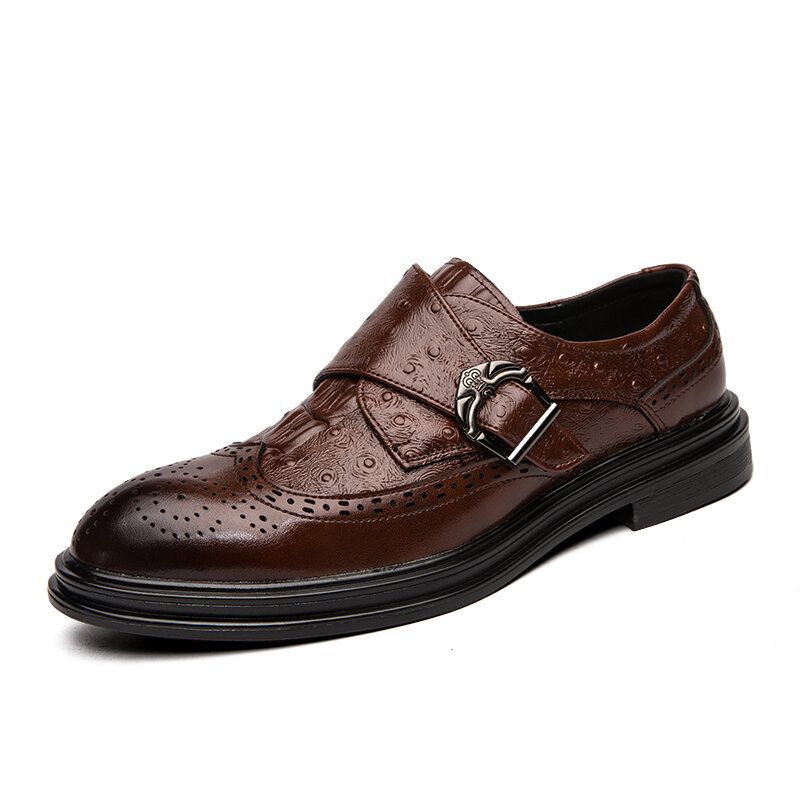 Männer Broguo Retro Metallschnalle Bequeme Tragbare Formelle Business Casual Schuhe