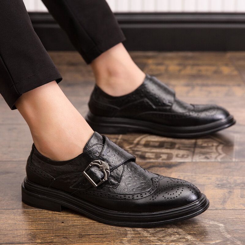 Männer Broguo Retro Metallschnalle Bequeme Tragbare Formelle Business Casual Schuhe