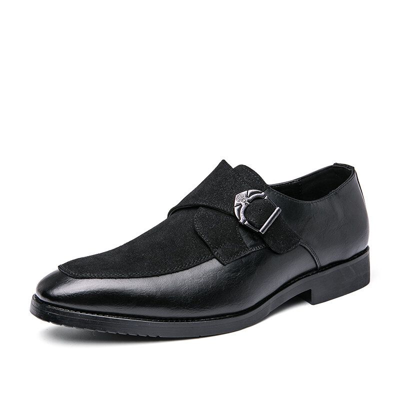 Männer Retro Metallschnalle Lederspleißen Synthetisches Wildleder Bequeme Tragbare Business Casual Schuhe