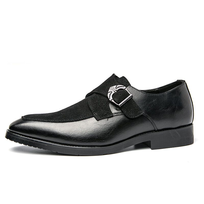 Männer Retro Metallschnalle Lederspleißen Synthetisches Wildleder Bequeme Tragbare Business Casual Schuhe