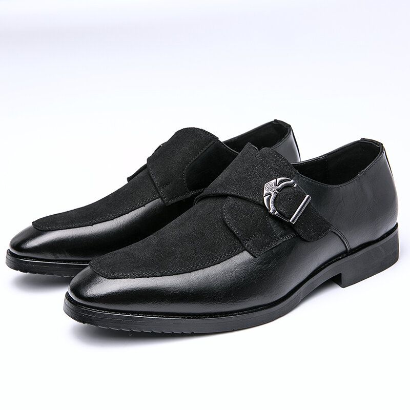 Männer Retro Metallschnalle Lederspleißen Synthetisches Wildleder Bequeme Tragbare Business Casual Schuhe