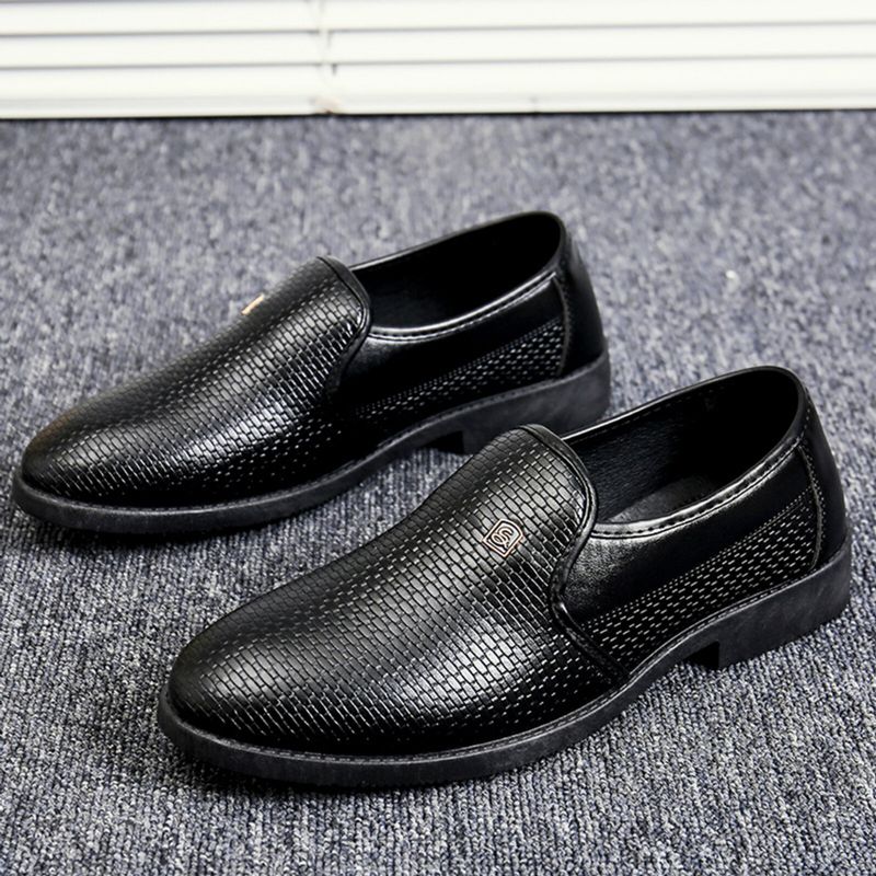 Schwarze Spitze Zehen-slip-on-formelschuhe Für Herren