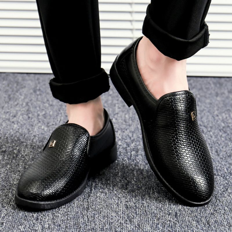 Schwarze Spitze Zehen-slip-on-formelschuhe Für Herren