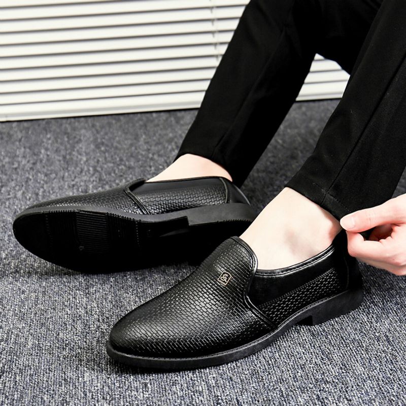 Schwarze Spitze Zehen-slip-on-formelschuhe Für Herren