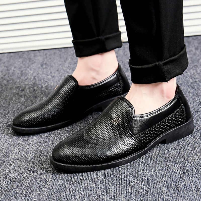 Schwarze Spitze Zehen-slip-on-formelschuhe Für Herren