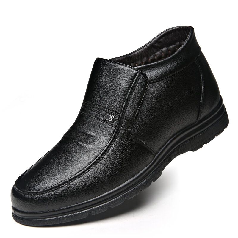 Bequeme Herren-rindsleder-warm Gefütterte Weiche Business-casual-stiefeletten