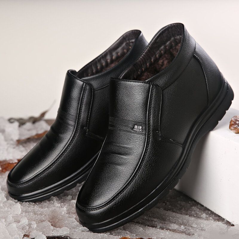 Bequeme Herren-rindsleder-warm Gefütterte Weiche Business-casual-stiefeletten