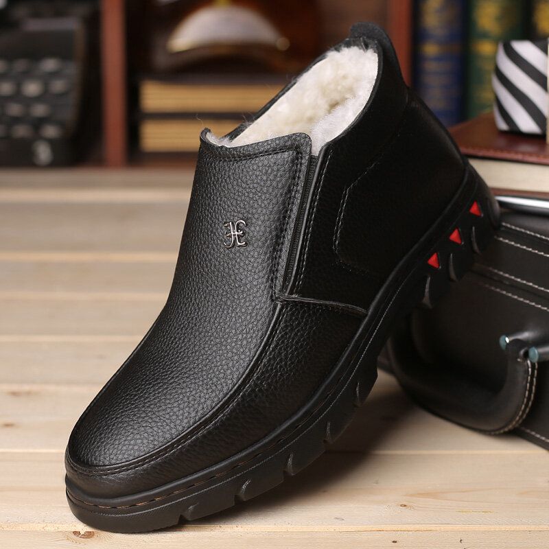 Bequeme Herren-stiefeletten Aus Mikrofaser-leder Mit Warmem Plüschfutter