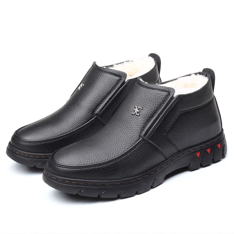 Bequeme Herren-stiefeletten Aus Mikrofaser-leder Mit Warmem Plüschfutter