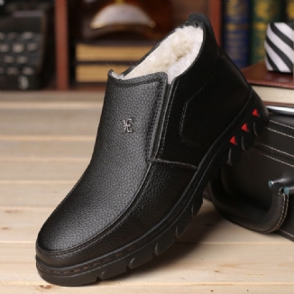 Bequeme Herren-stiefeletten Aus Mikrofaser-leder Mit Warmem Plüschfutter