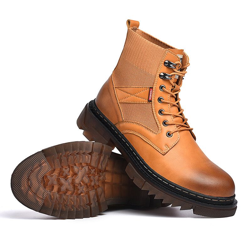 Bequeme Runde Rutschfeste High-top-tooling-stiefel Für Herren