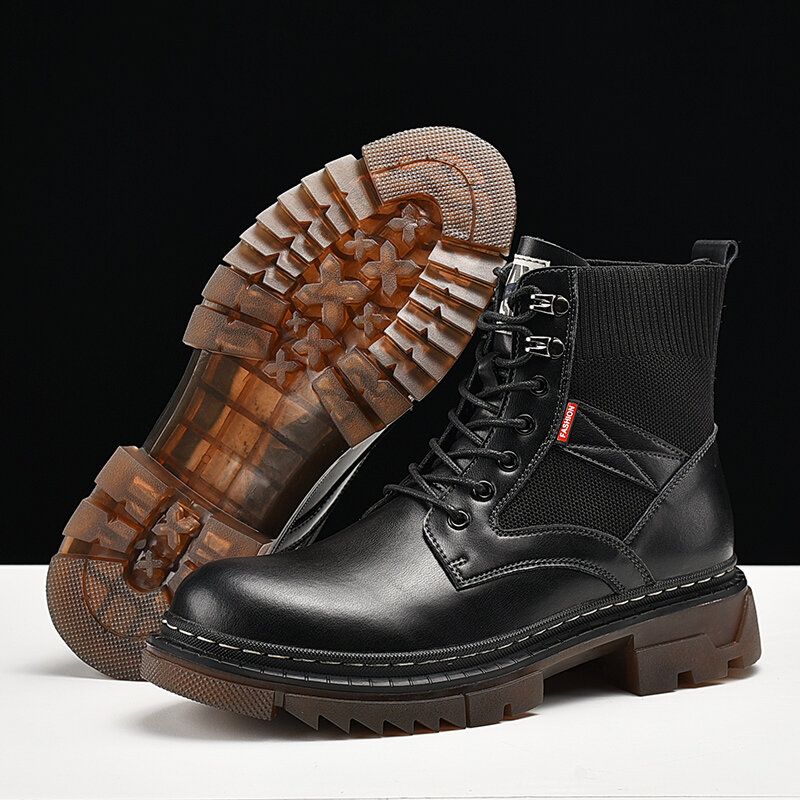 Bequeme Runde Rutschfeste High-top-tooling-stiefel Für Herren