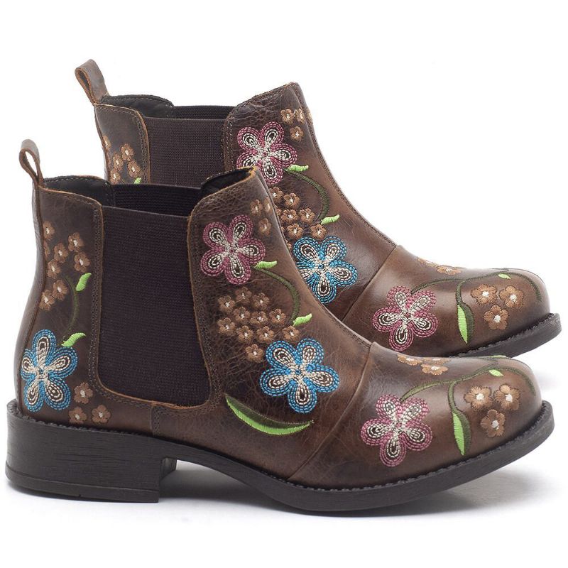 Bequeme Tragbare Chelsea-stiefeletten Mit Retro-blumenstickerei Für Damen