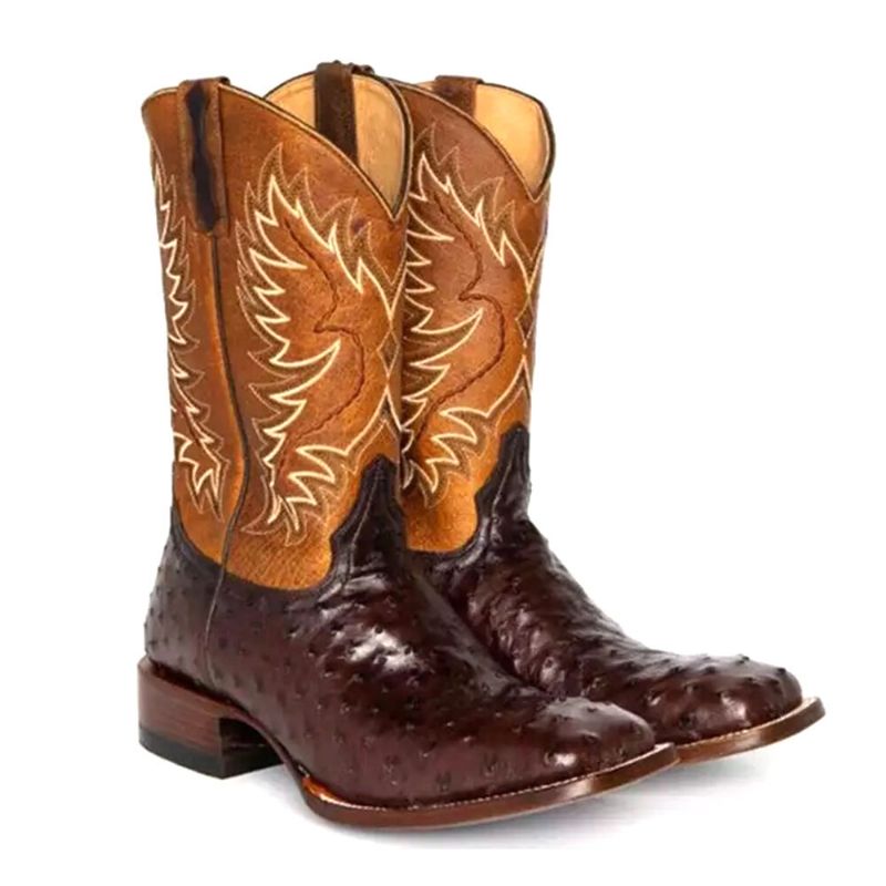 Bestickte Gespleißte Rutschfeste Mittelhohe Cowboystiefel Für Damen