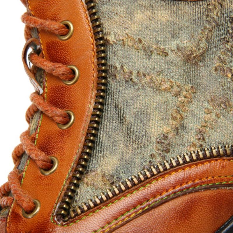 Damen Echtes Leder Retro Spleißen Handnähte Knöchel Cowboystiefel