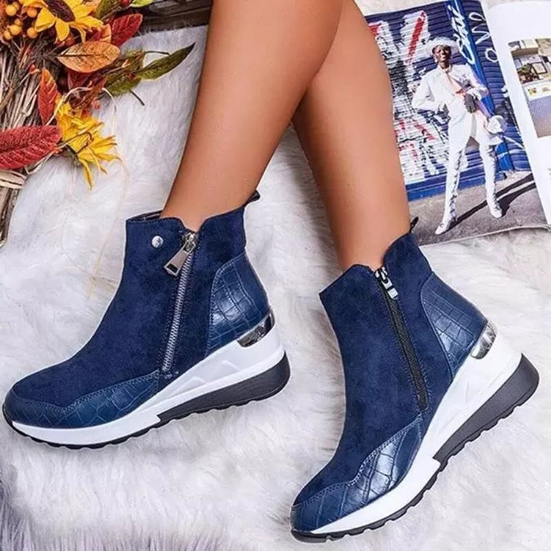 Damen Einfarbig Patchwork Casual Seitenreißverschluss Sport Kurze Stiefel