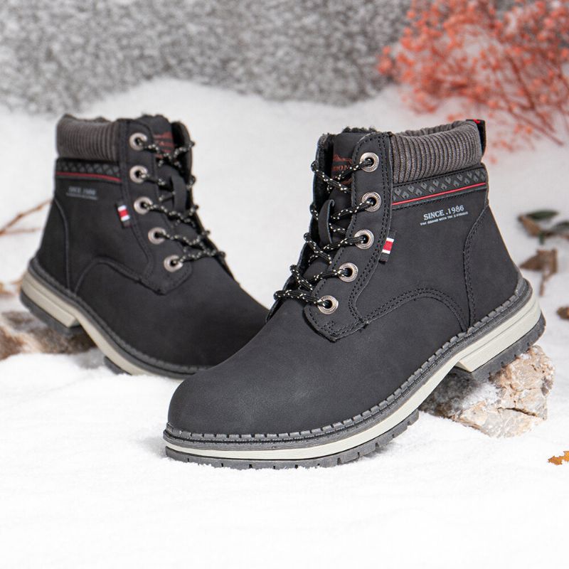 Damen Outdoor Warmes Futter Zum Schnüren Winter Schnee Kurze Stiefel