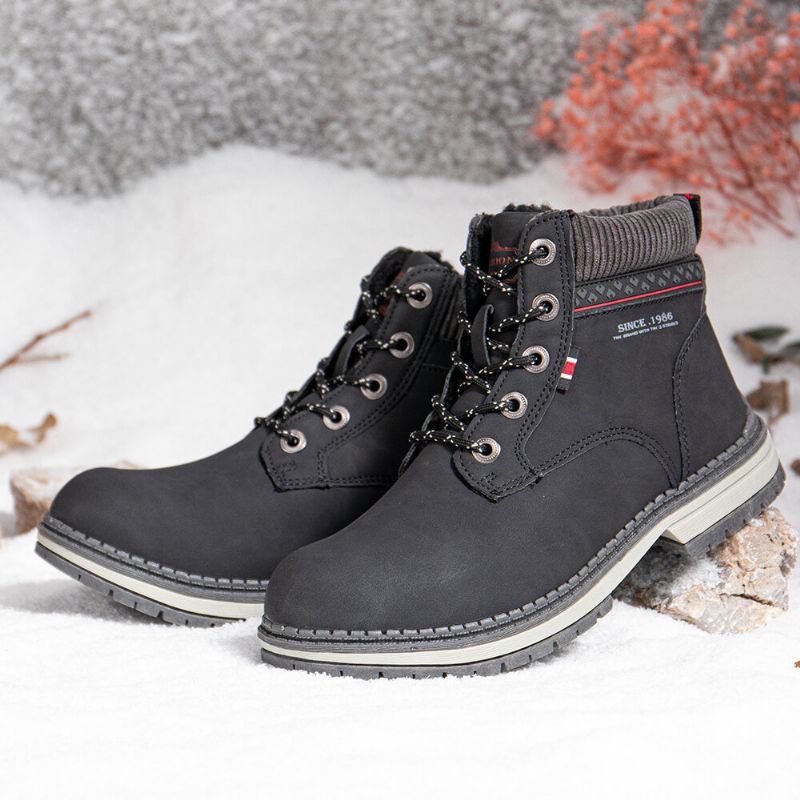 Damen Outdoor Warmes Futter Zum Schnüren Winter Schnee Kurze Stiefel