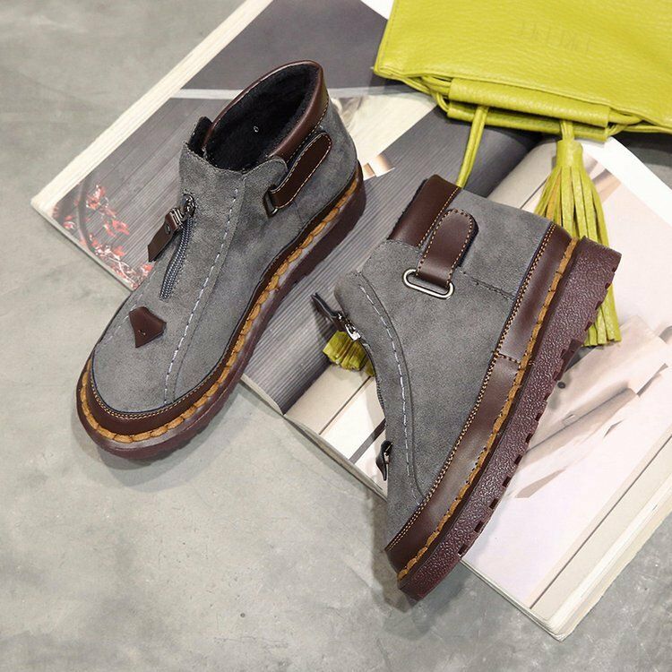 Damen Retro-reißverschluss-dekor Weiche Rutschfeste Lässige Bequeme Stiefeletten