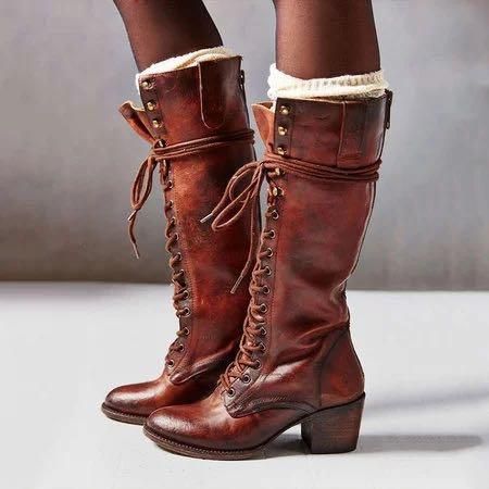 Damen-retro-schnürstiefel In Übergröße