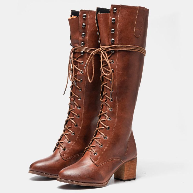 Damen-retro-schnürstiefel In Übergröße