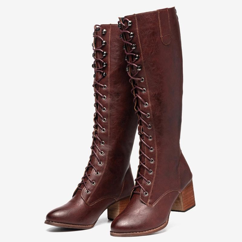 Damen-retro-schnürstiefel In Übergröße