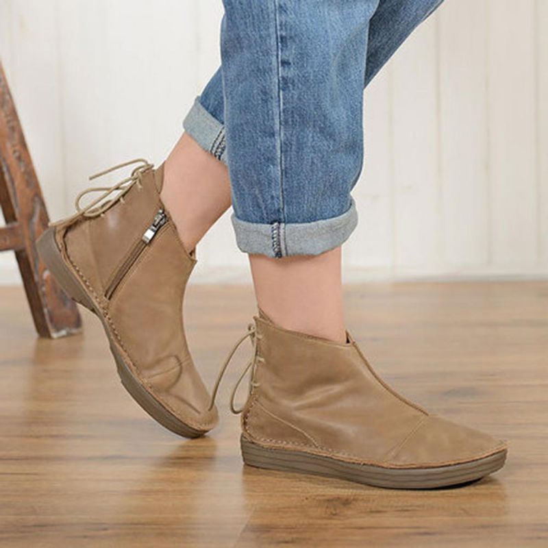 Damen Soft Sole Comfy Solid Classic Casual Flats Ankle Short Boots