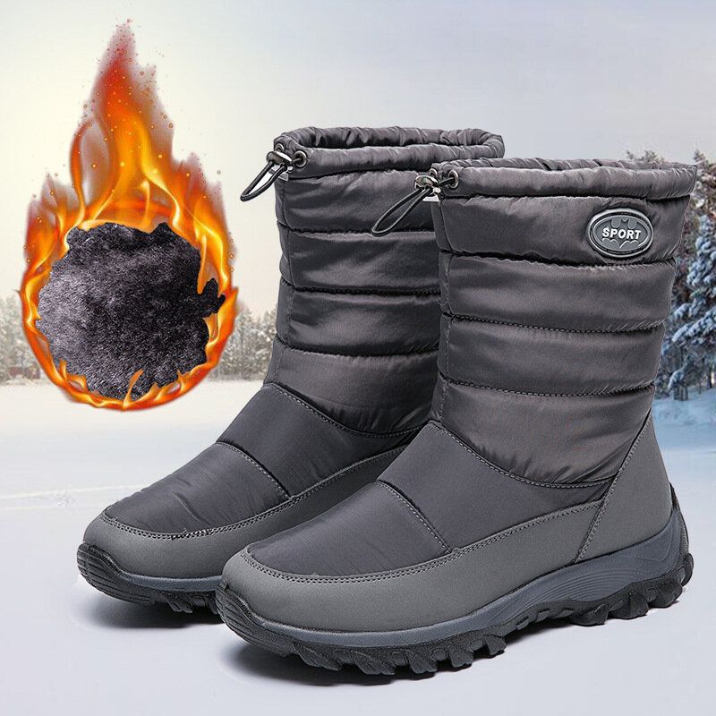 Damen Warm Gefütterte Pull-on Plus Samt-schnee-freizeitstiefel