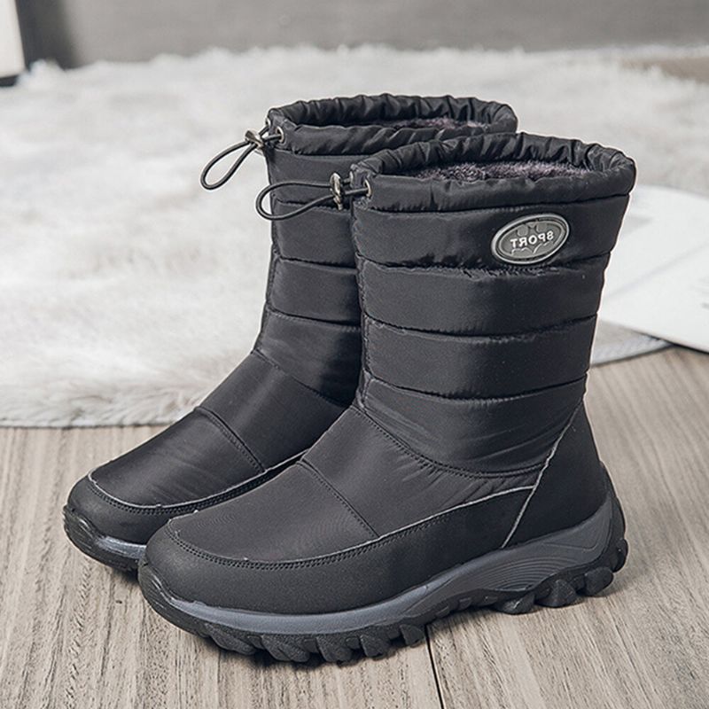 Damen Warm Gefütterte Pull-on Plus Samt-schnee-freizeitstiefel