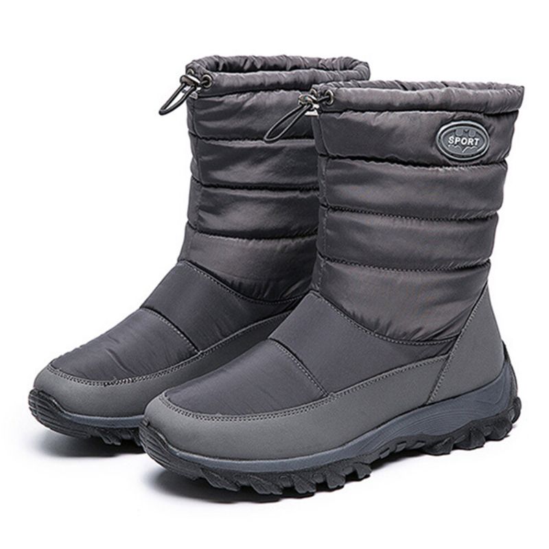 Damen Warm Gefütterte Pull-on Plus Samt-schnee-freizeitstiefel