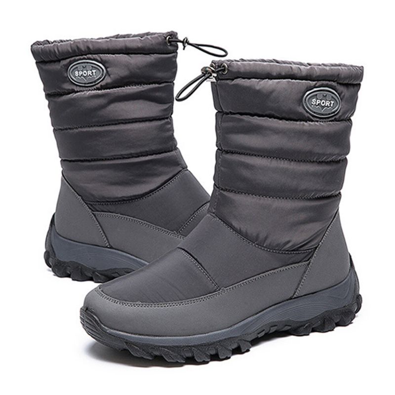 Damen Warm Gefütterte Pull-on Plus Samt-schnee-freizeitstiefel