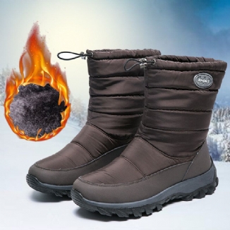 Damen Warm Gefütterte Pull-on Plus Samt-schnee-freizeitstiefel