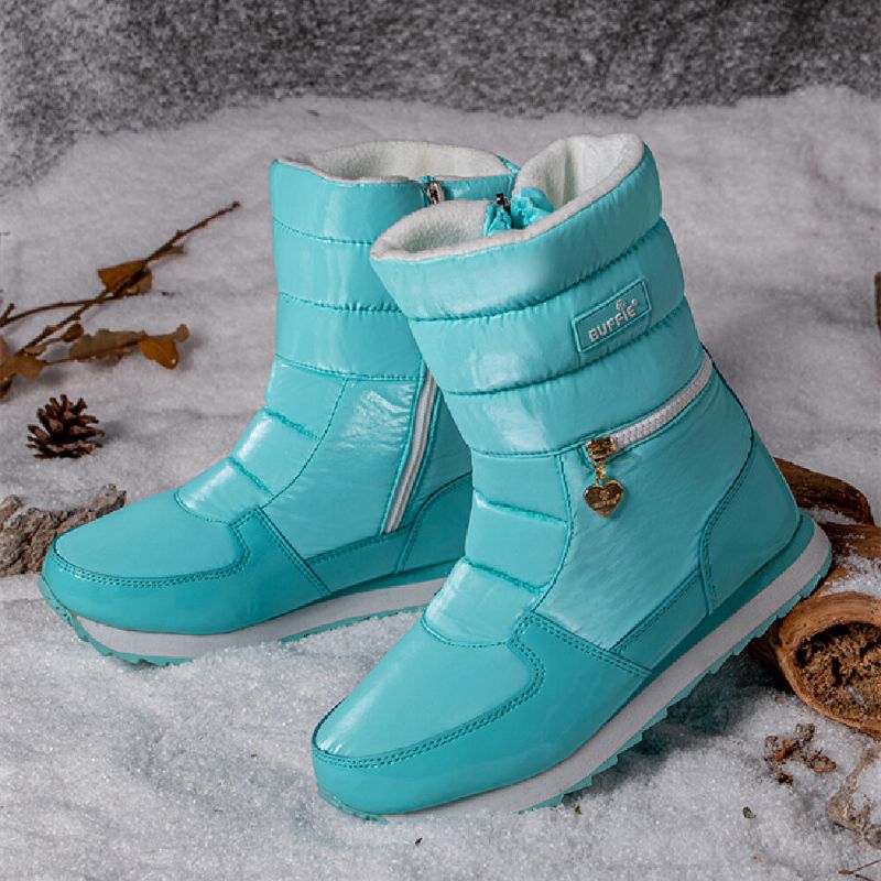 Damen Winterstiefel Mit Warmem Fellfutter Wasserdichtem Reißverschluss Und Mittlerer Wade