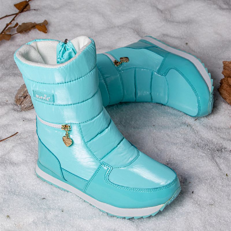 Damen Winterstiefel Mit Warmem Fellfutter Wasserdichtem Reißverschluss Und Mittlerer Wade