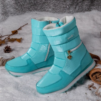 Damen Winterstiefel Mit Warmem Fellfutter Wasserdichtem Reißverschluss Und Mittlerer Wade