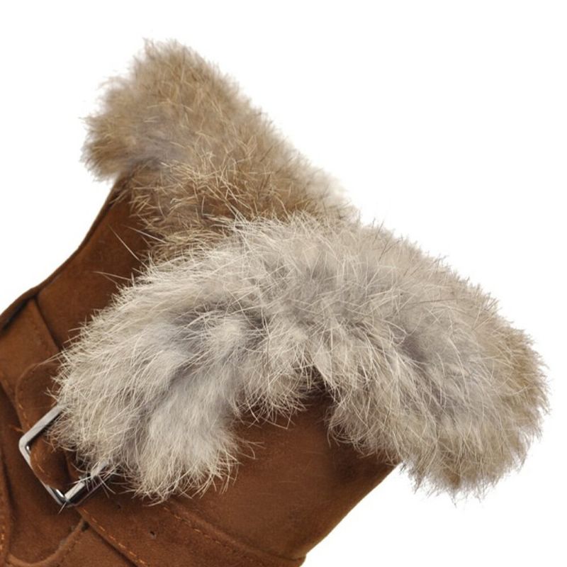 Einfarbige Runde Zehenschuhe Für Damen Lässig Elegant Mit Schnalle Fluff Flanging Schneestiefel