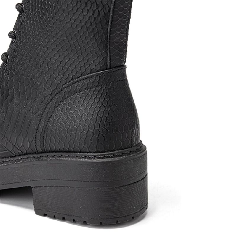 Frauen Tragbare Serpentine Schnürstiefel Mit Klobigem Absatz